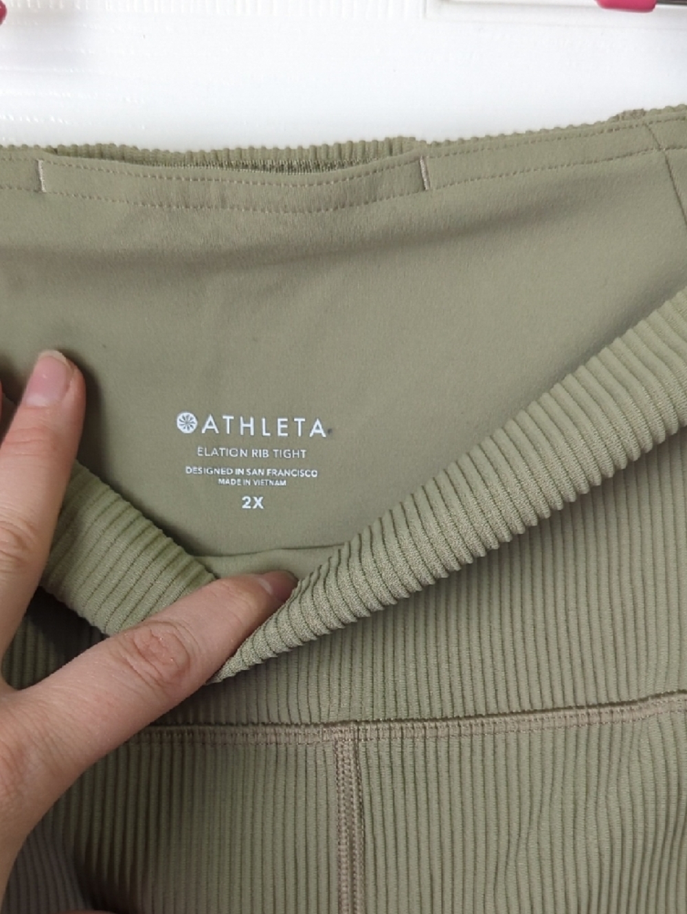 ATHLETA Eucalyptus Olive Ribbed  High-Waist Elation Leggings 2X - Picture 2 of 7